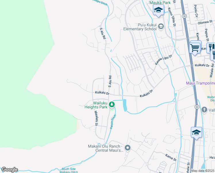 map of restaurants, bars, coffee shops, grocery stores, and more near 520 South Alu Road in Wailuku