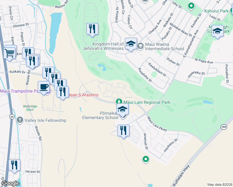 map of restaurants, bars, coffee shops, grocery stores, and more near 149 Lohena Ln in Kahului