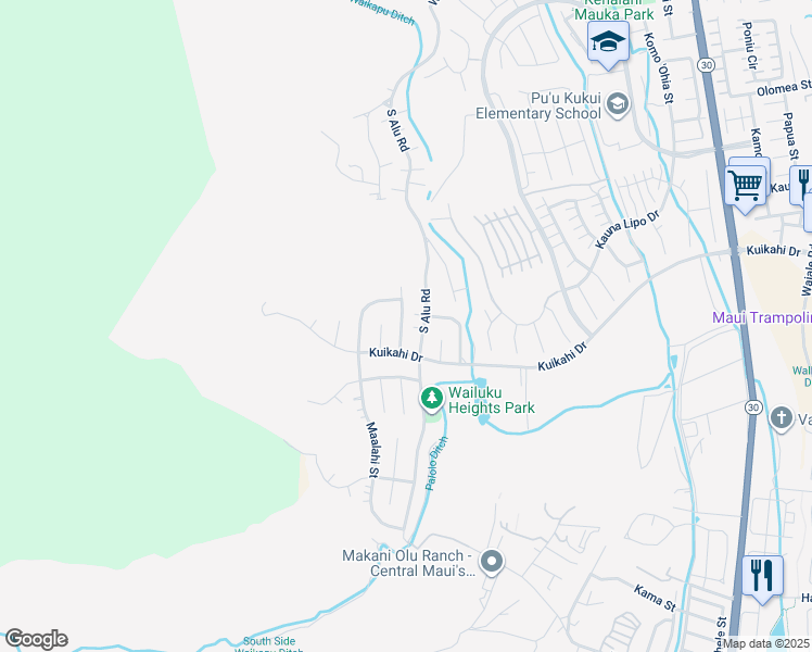 map of restaurants, bars, coffee shops, grocery stores, and more near 519 Nipo Street in Wailuku