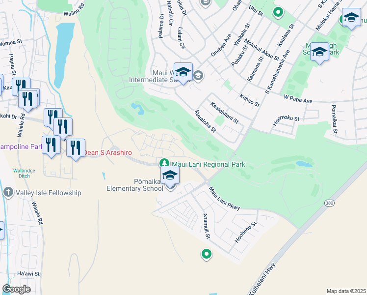 map of restaurants, bars, coffee shops, grocery stores, and more near 28 Unahe Street in Kahului