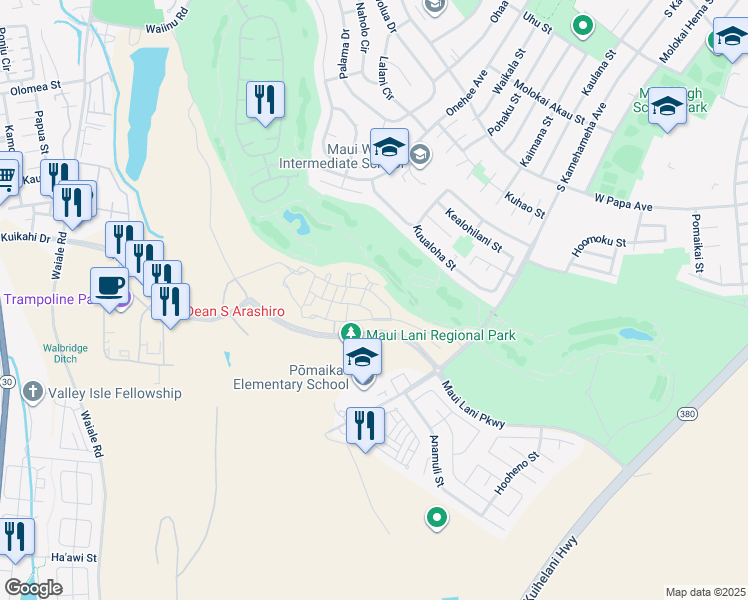map of restaurants, bars, coffee shops, grocery stores, and more near 39 Unahe Street in Kahului