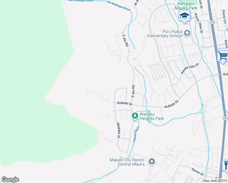 map of restaurants, bars, coffee shops, grocery stores, and more near 526 Melemele Street in Wailuku