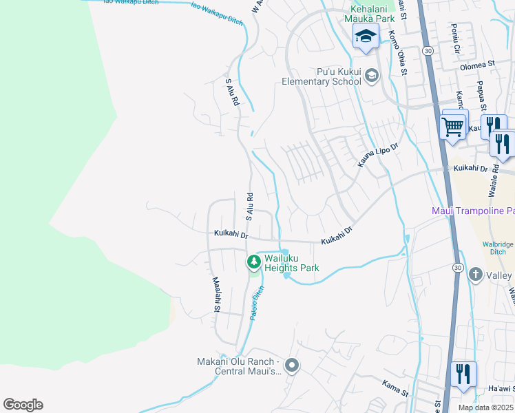 map of restaurants, bars, coffee shops, grocery stores, and more near 511 Kualau Street in Wailuku