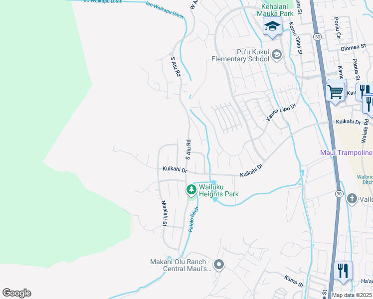 map of restaurants, bars, coffee shops, grocery stores, and more near 494 South Alu Road in Wailuku