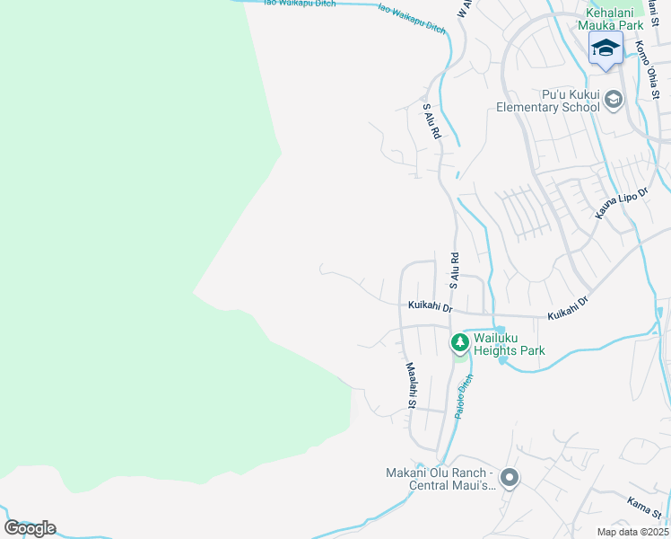 map of restaurants, bars, coffee shops, grocery stores, and more near 596 Kuikahi Drive in Wailuku