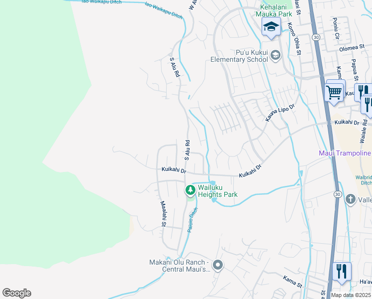 map of restaurants, bars, coffee shops, grocery stores, and more near 494 South Alu Road in Wailuku