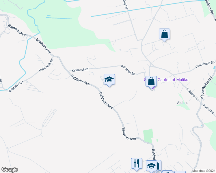 map of restaurants, bars, coffee shops, grocery stores, and more near 2933 Baldwin Avenue in Makawao