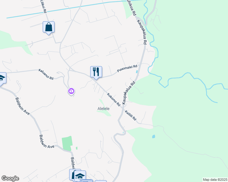 map of restaurants, bars, coffee shops, grocery stores, and more near 2811 Kokomo Road in Haiku-Pauwela