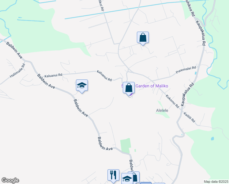 map of restaurants, bars, coffee shops, grocery stores, and more near 3035 Baldwin Avenue in Makawao