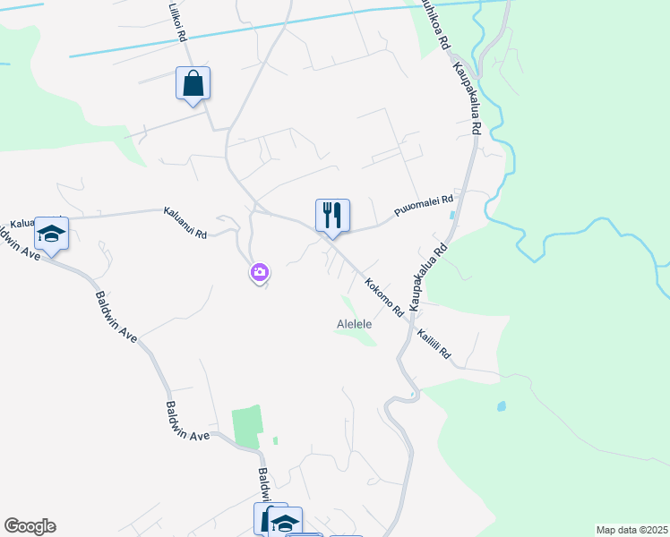 map of restaurants, bars, coffee shops, grocery stores, and more near 2750 Kokomo Road in Haiku-Pauwela