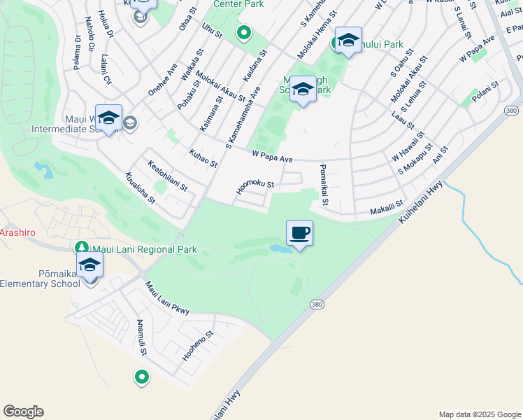 map of restaurants, bars, coffee shops, grocery stores, and more near 141 Opukea Street in Kahului