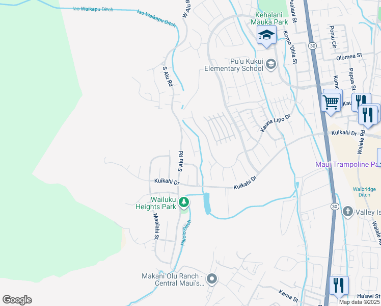 map of restaurants, bars, coffee shops, grocery stores, and more near 472 Palani Place in Wailuku