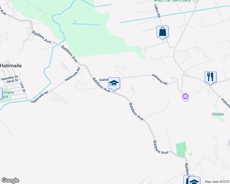 map of restaurants, bars, coffee shops, grocery stores, and more near 2759 Baldwin Avenue in Makawao