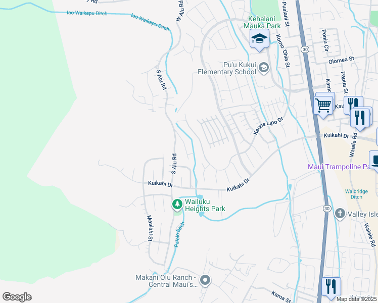 map of restaurants, bars, coffee shops, grocery stores, and more near 467 Palani Place in Wailuku