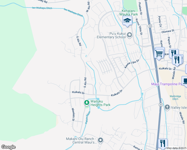 map of restaurants, bars, coffee shops, grocery stores, and more near 461 Palani Place in Wailuku