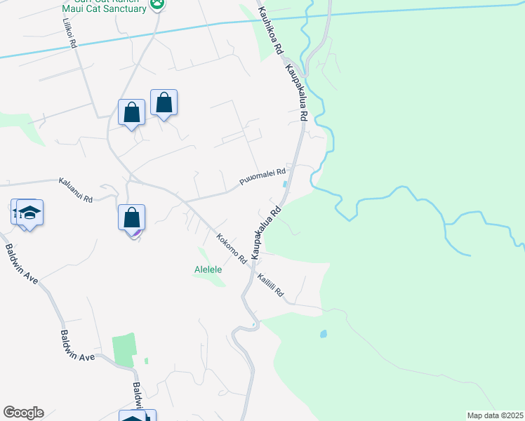 map of restaurants, bars, coffee shops, grocery stores, and more near 2760 Kaupakalua Road in Haiku-Pauwela