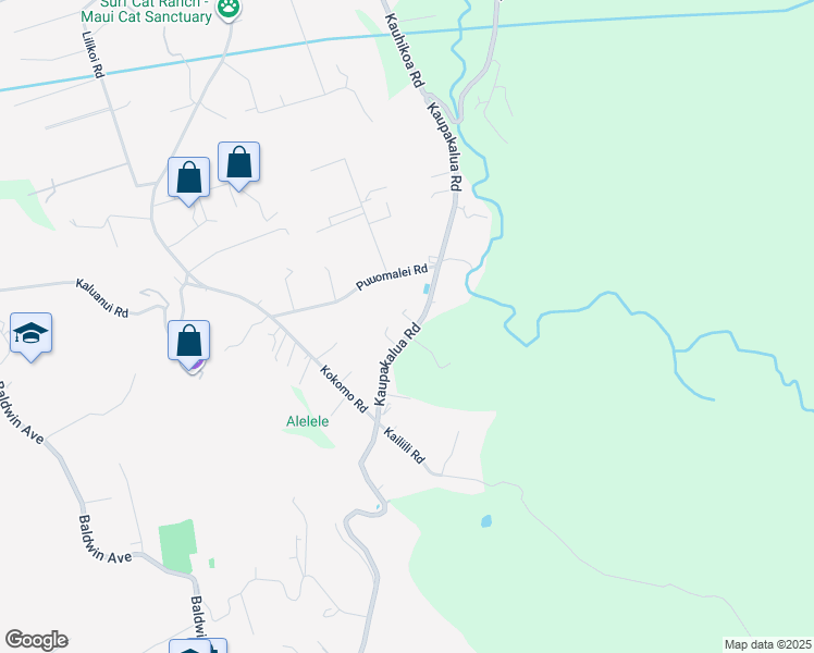 map of restaurants, bars, coffee shops, grocery stores, and more near 2736 Kaupakalua Road in Haiku-Pauwela