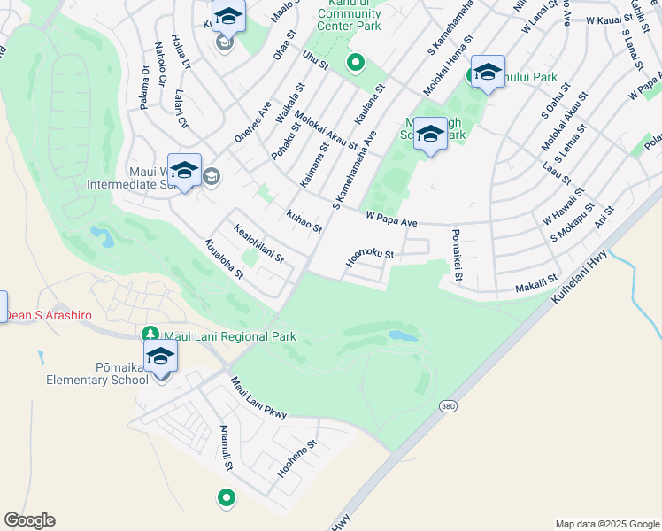 map of restaurants, bars, coffee shops, grocery stores, and more near 194 Hoomoku Street in Kahului