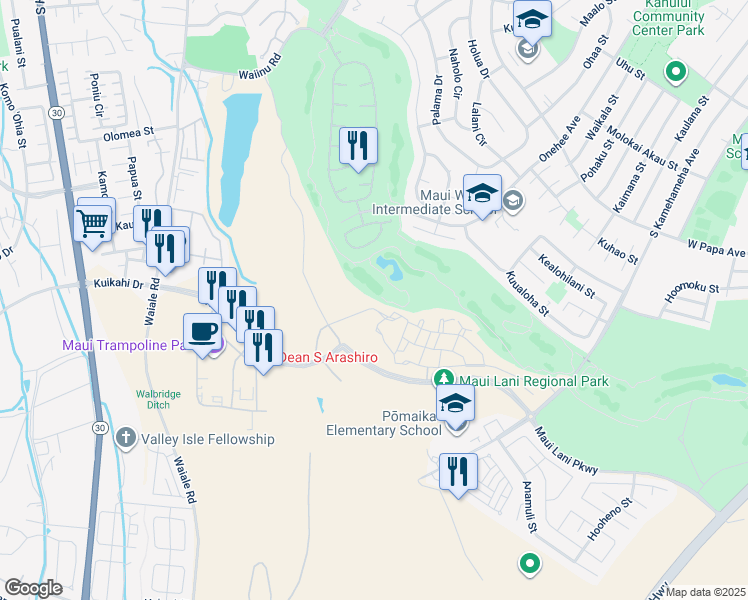 map of restaurants, bars, coffee shops, grocery stores, and more near 116 Unahe Street in Kahului