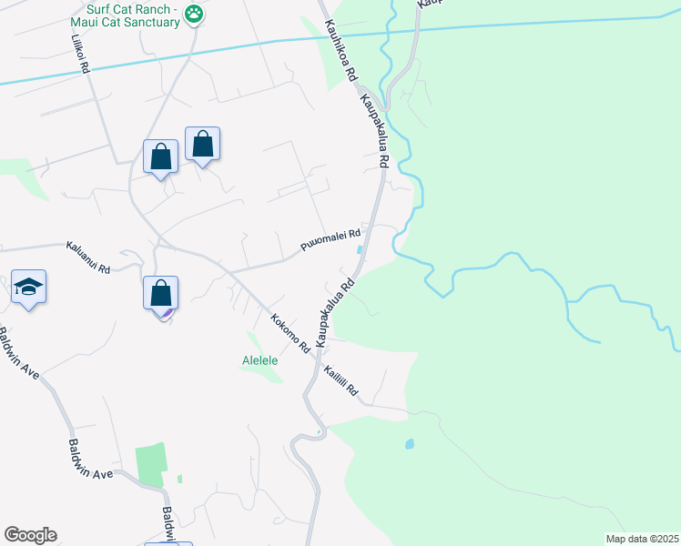 map of restaurants, bars, coffee shops, grocery stores, and more near 2728 Kaupakalua Road in Haiku-Pauwela