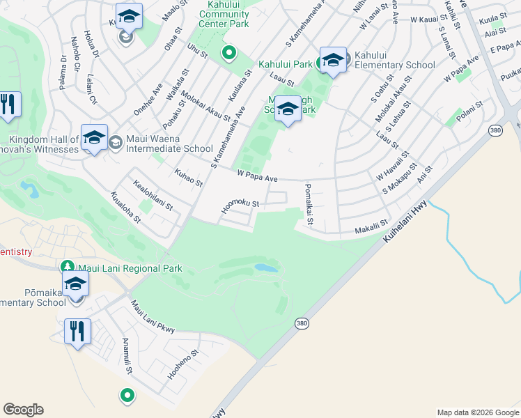 map of restaurants, bars, coffee shops, grocery stores, and more near 792 Honowai Street in Kahului