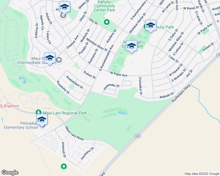 map of restaurants, bars, coffee shops, grocery stores, and more near 161 Hoomoku Street in Kahului