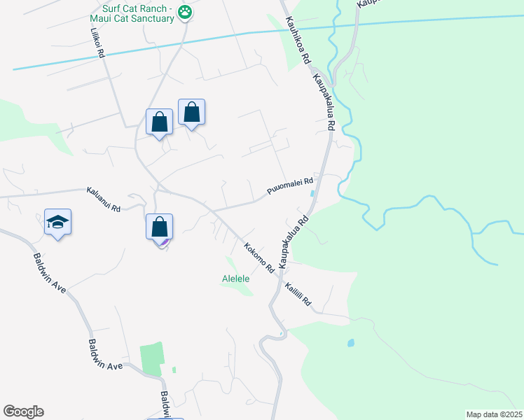 map of restaurants, bars, coffee shops, grocery stores, and more near 2594 Puuomalei Road in Haiku-Pauwela