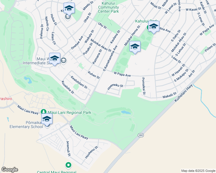 map of restaurants, bars, coffee shops, grocery stores, and more near 194 Hoomoku Street in Kahului