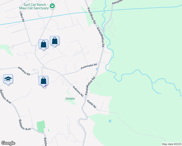 map of restaurants, bars, coffee shops, grocery stores, and more near 2728 Kaupakalua Road in Haiku-Pauwela