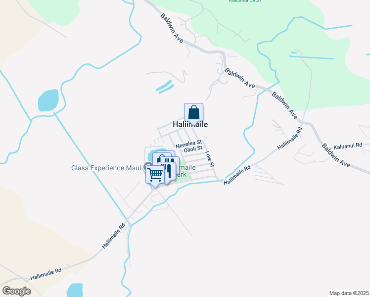 map of restaurants, bars, coffee shops, grocery stores, and more near 911 Olioli Street in Makawao
