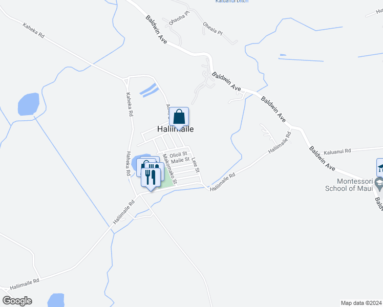 map of restaurants, bars, coffee shops, grocery stores, and more near 101 Leie Street in Makawao