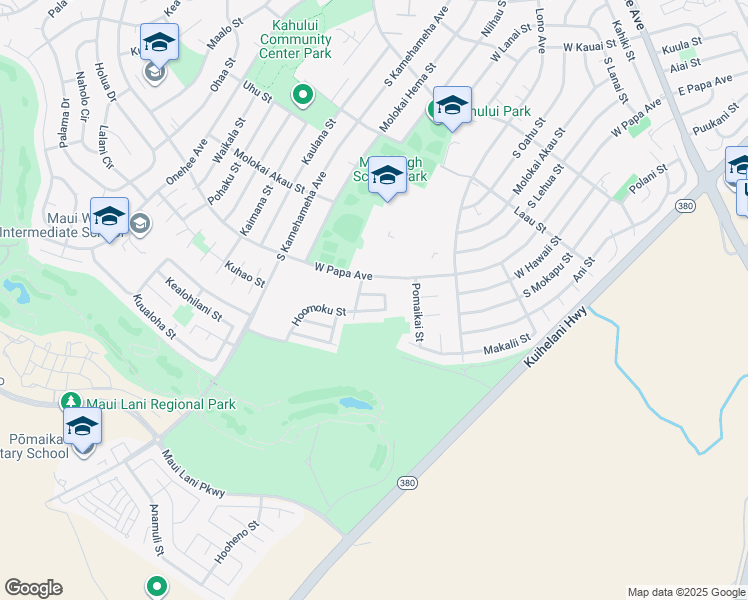 map of restaurants, bars, coffee shops, grocery stores, and more near 24 Hoomoku Loop in Kahului