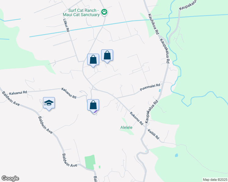 map of restaurants, bars, coffee shops, grocery stores, and more near 2683 Kokomo Road in Haiku-Pauwela