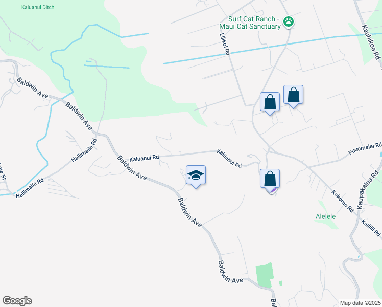 map of restaurants, bars, coffee shops, grocery stores, and more near 179 Kaluanui Road in Makawao