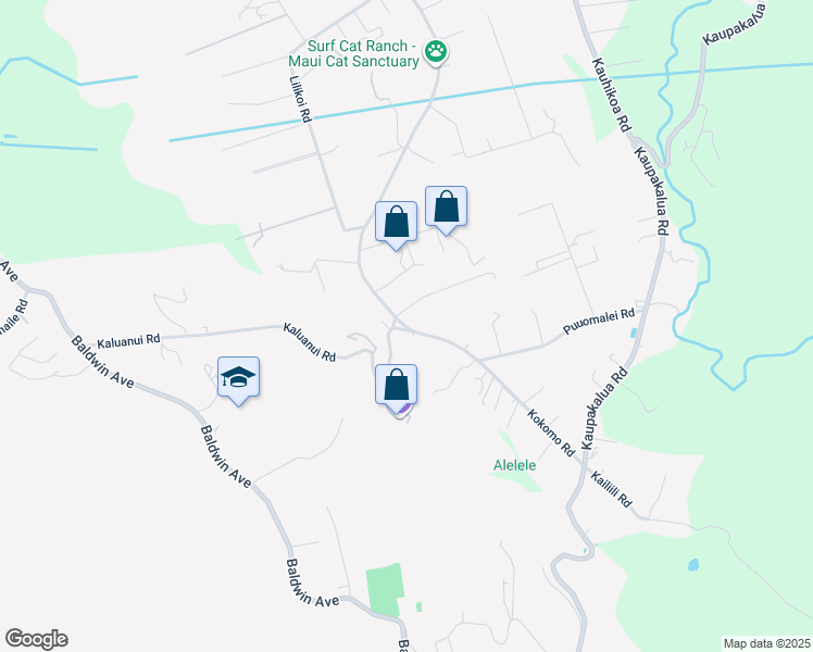 map of restaurants, bars, coffee shops, grocery stores, and more near 2595 Kokomo Road in Haiku-Pauwela