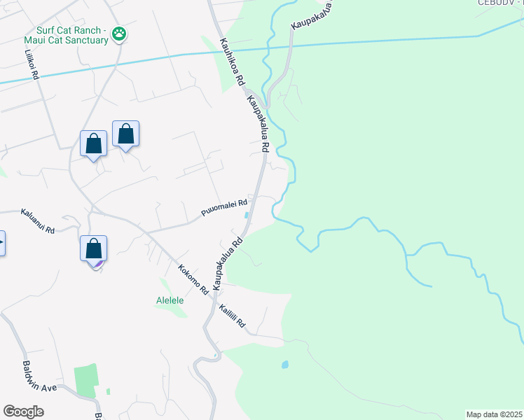 map of restaurants, bars, coffee shops, grocery stores, and more near 2665 Kaupakalua Road in Maui County