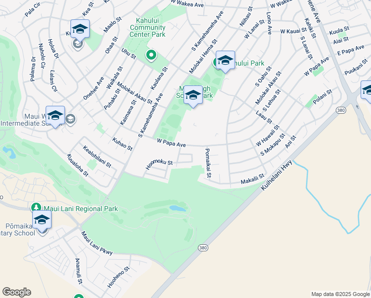 map of restaurants, bars, coffee shops, grocery stores, and more near 537 West Papa Avenue in Kahului