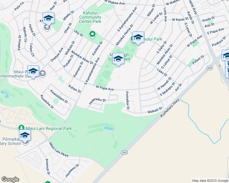map of restaurants, bars, coffee shops, grocery stores, and more near 533 West Papa Avenue in Kahului