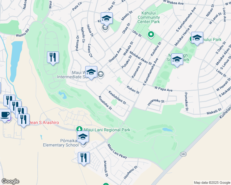 map of restaurants, bars, coffee shops, grocery stores, and more near 292 Kuualoha Street in Kahului