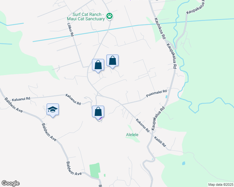 map of restaurants, bars, coffee shops, grocery stores, and more near 2673 Kokomo Road in Haiku-Pauwela