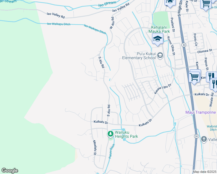 map of restaurants, bars, coffee shops, grocery stores, and more near 347 South Alu Road in Wailuku
