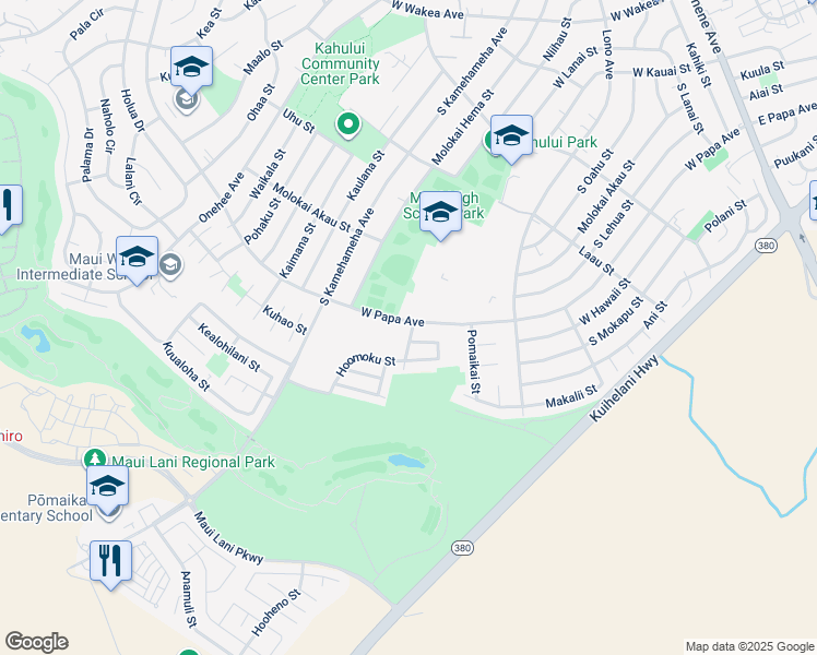map of restaurants, bars, coffee shops, grocery stores, and more near 726 Honowai Street in Kahului