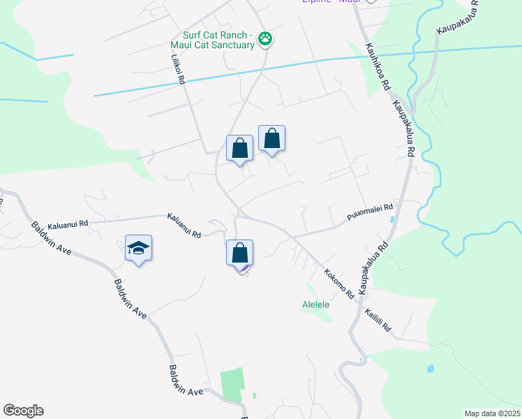 map of restaurants, bars, coffee shops, grocery stores, and more near 2625 Kokomo Road in Haiku-Pauwela
