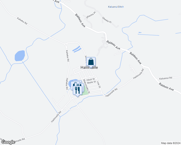 map of restaurants, bars, coffee shops, grocery stores, and more near 25 Aoiki Street in Makawao