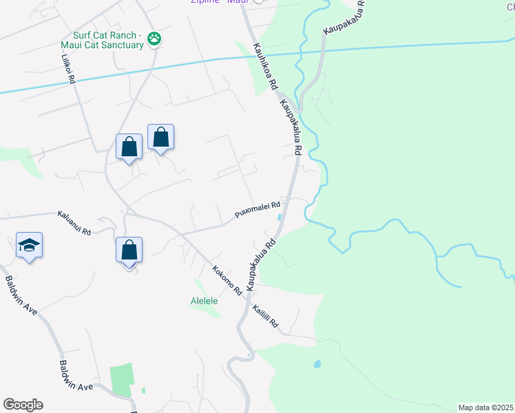 map of restaurants, bars, coffee shops, grocery stores, and more near 2683 Puuomalei Road in Haiku-Pauwela