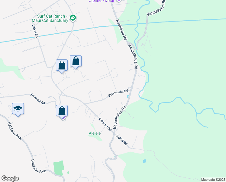 map of restaurants, bars, coffee shops, grocery stores, and more near 2650 Poko Place in Haiku-Pauwela