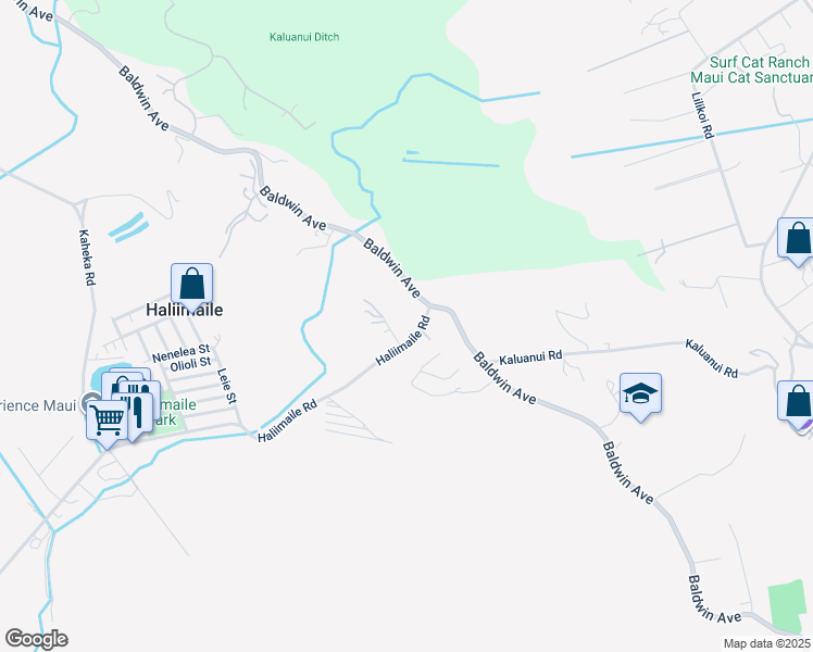 map of restaurants, bars, coffee shops, grocery stores, and more near 1581 Haliimaile Road in Makawao