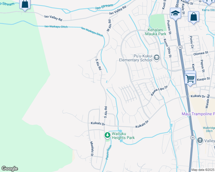 map of restaurants, bars, coffee shops, grocery stores, and more near 673 Kauna Lipo Drive in Wailuku