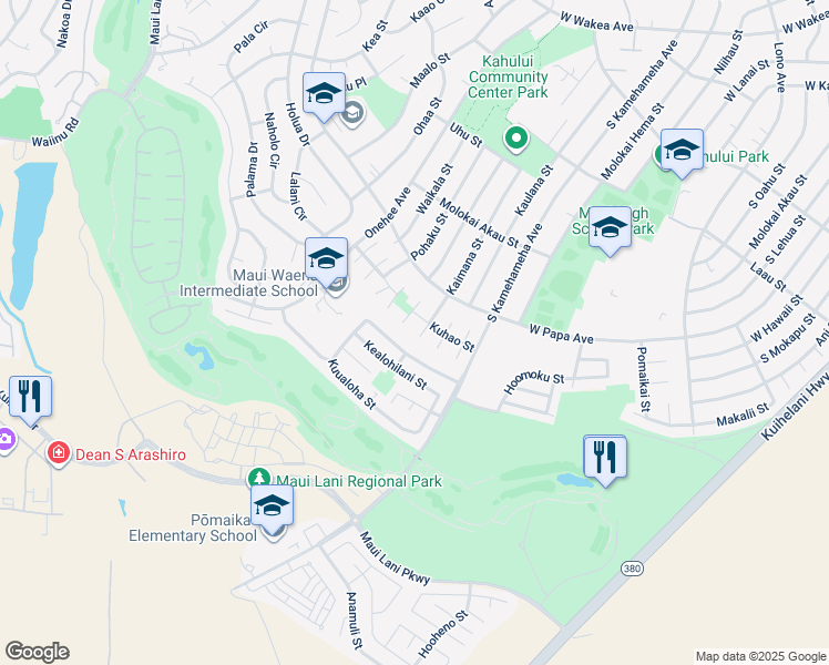 map of restaurants, bars, coffee shops, grocery stores, and more near 700 Kaimana Street in Kahului