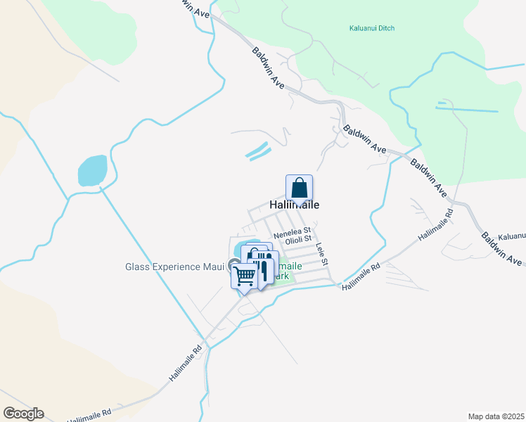 map of restaurants, bars, coffee shops, grocery stores, and more near 250 Loko Maikai Place in Kula